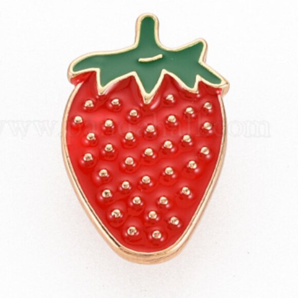 Golden Strawberry Pin Badge - Picture 5 of 16